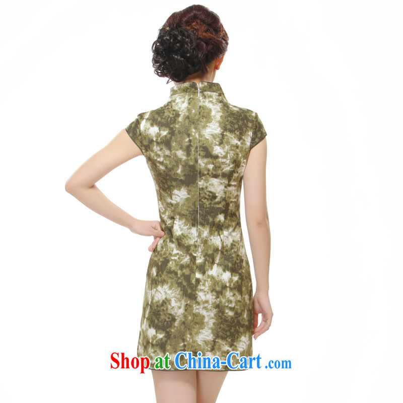 Slim li know 2014 new women retro improved stylish slim body low collar short cheongsam, QW 2531 green XL, slim Li (Q . LIZHI), online shopping