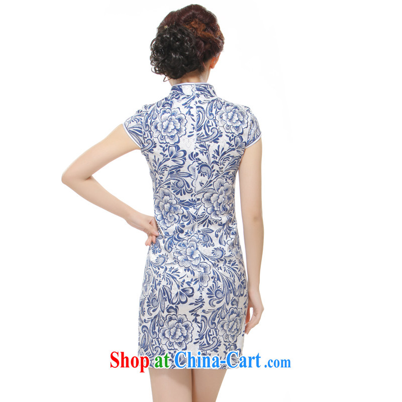 Slim li know that 2015 new female blue and white porcelain antique style elegant and stylish no improvement on the truck cheongsam QW 2521 blue XL, slim Li (Q . LIZHI), shopping on the Internet
