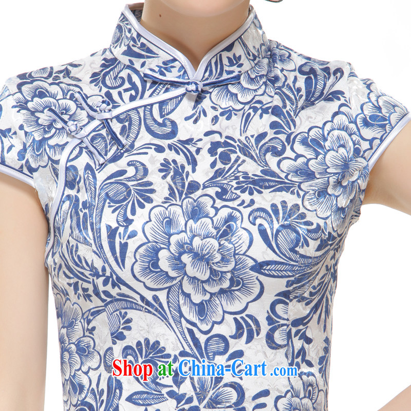 Slim li know that 2015 new female blue and white porcelain antique style elegant and stylish no improvement on the truck cheongsam QW 2521 blue XL, slim Li (Q . LIZHI), shopping on the Internet