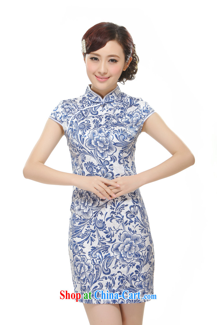 Slim li know that 2015 new female blue and white porcelain antique style elegant and stylish and improved without the forklift truck cheongsam QW 2521 blue XL pictures, price, brand platters! Elections are good character, the national distribution, so why buy now enjoy more preferential! Health