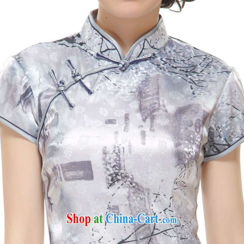 Slim li know summer 2015 new tree stains on Tang with Ms. gray retro improved stylish shirt QC 3 - 112 figure XXXL, slim Li (Q . LIZHI), and, on-line shopping
