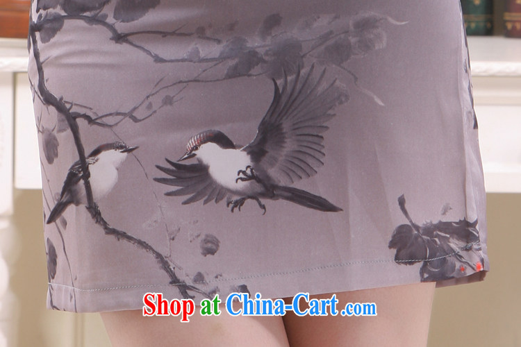 Slim Li 倁 2015 spring and summer new stylish China wind bird lovers of elegance short cheongsam dress QW 4501 - 2 gray XXL pictures, price, brand platters! Elections are good character, the national distribution, so why buy now enjoy more preferential! Health