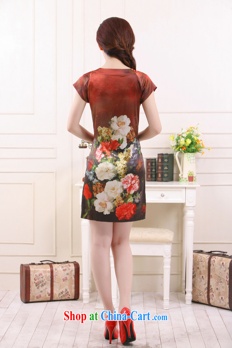 2015 new, round collar manually staple Pearl improved Silk Cheongsam loose Peony-clothing slim Li know QR 5217 wine red XL pictures, price, brand platters! Elections are good character, the national distribution, so why buy now enjoy more preferential! Health