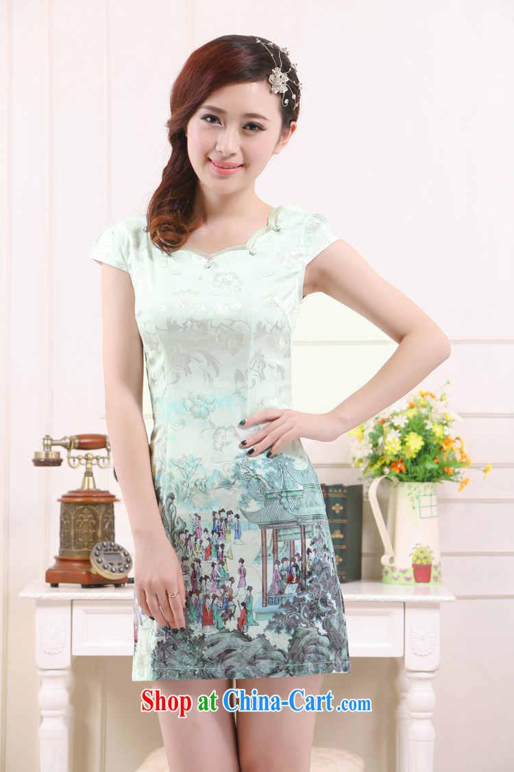 Slim li know 2015 spring and summer new light in Gangnam-gu, Chinese style qipao retro improved stylish beauty dress QC 3 - 7896 cyan XL pictures, price, brand platters! Elections are good character, the national distribution, so why buy now enjoy more preferential! Health
