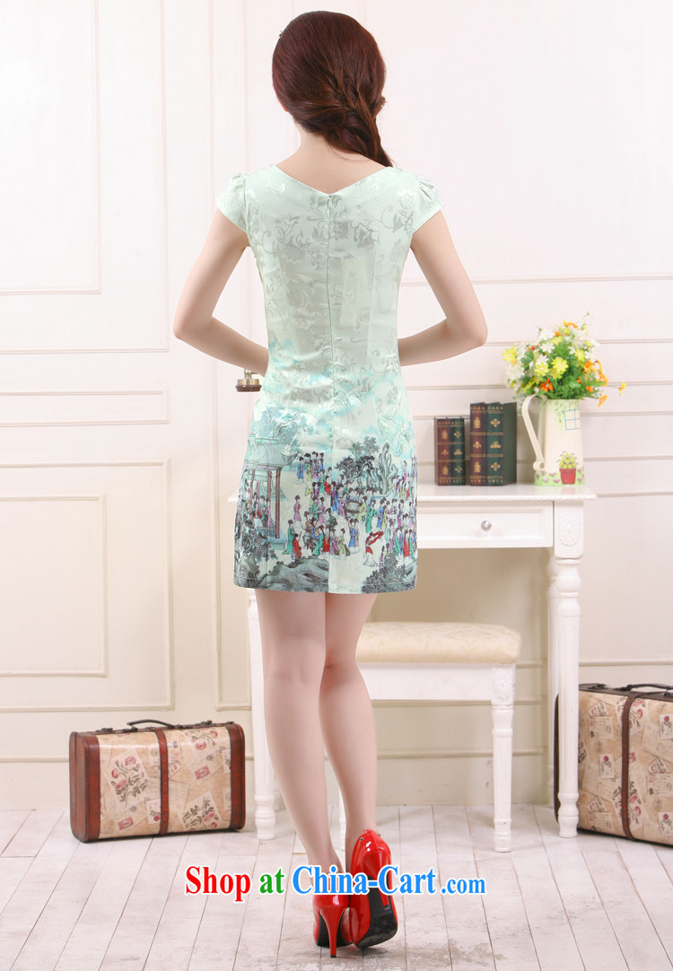 Slim li know 2015 spring and summer new light in Gangnam-gu, Chinese style qipao retro improved stylish beauty dress QC 3 - 7896 cyan XL pictures, price, brand platters! Elections are good character, the national distribution, so why buy now enjoy more preferential! Health