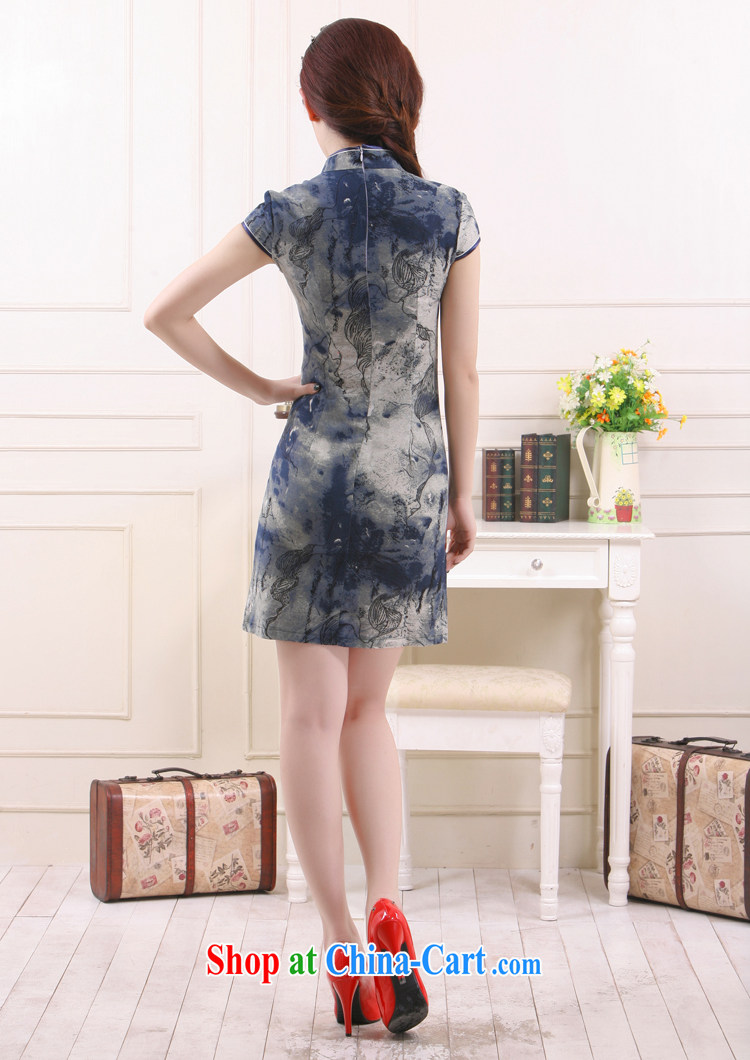 Slim li know 2015 spring and summer new health green breathable beauty retro improved stylish linen short cheongsam QW4510 gray XXL pictures, price, brand platters! Elections are good character, the national distribution, so why buy now enjoy more preferential! Health