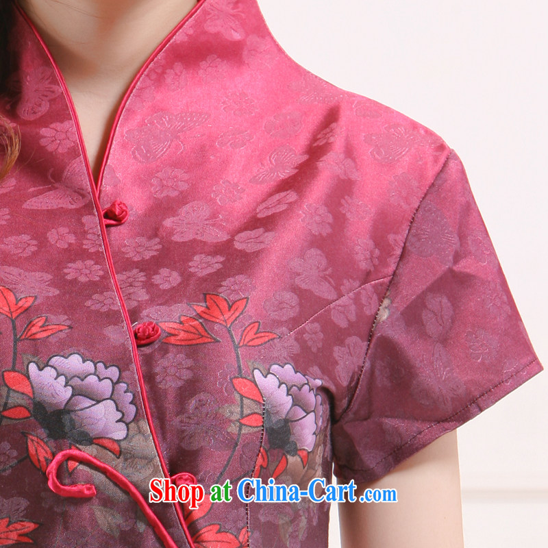 Summer 2015 new, Ms. Tang new stylish improved cultivating short T-shirt elegant qipao slim li know QW - 115 fuchsia XXL, slim Li (Q . LIZHI), online shopping