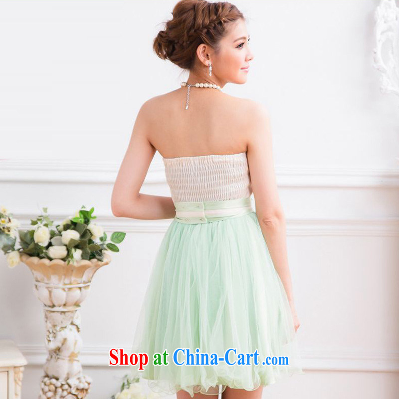 The heartrending bowtie Princess small dress 2015 Korean short wedding banquet hosted bridal bridesmaid wedding toast wiped his chest small dress skirt 45 green XL, the small town, and, shopping on the Internet