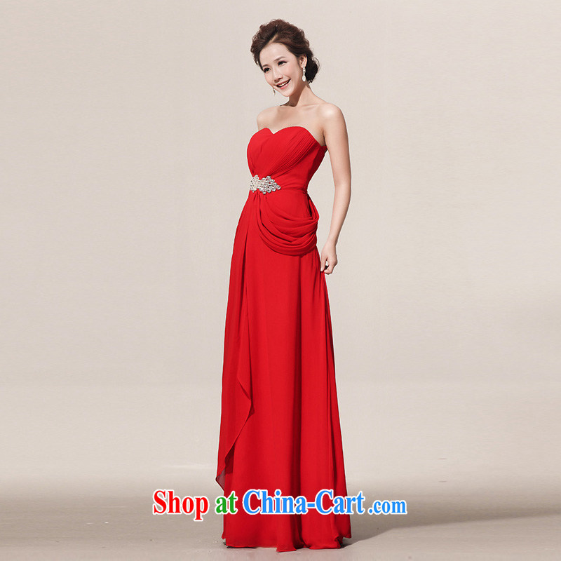 Moon 珪 guijin erase chest flash drill long red bridal wedding dress LF 108 large red XL code from Suzhou shipping, 珪 (guijin), shopping on the Internet