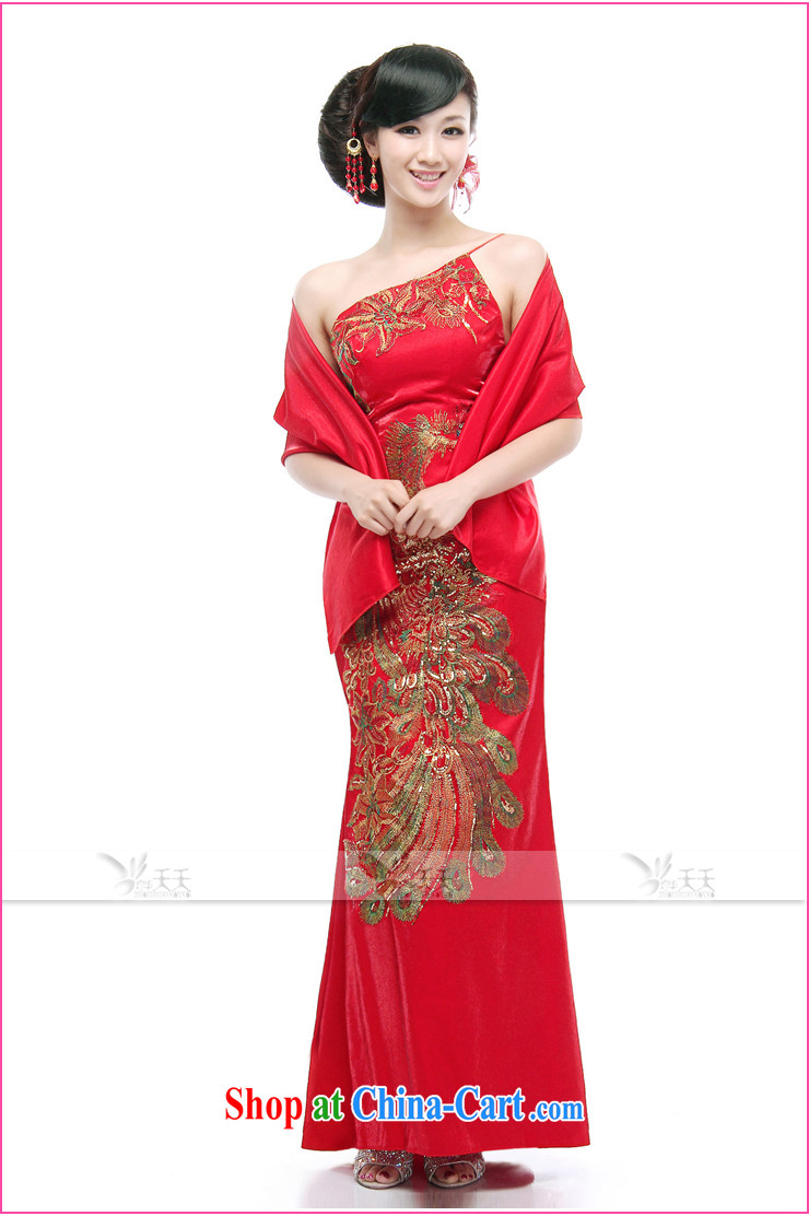 Mrs Alexa Lam go scot red Satin tail dress embroidery Phoenix Chinese improved cheongsam dress with shoulder cultivating marriages served toast 09,652 red with M, pictures, price, brand platters! Elections are good character, the national distribution, so why buy now enjoy more preferential! Health