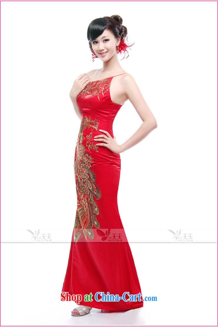 Mrs Alexa Lam go scot red Satin tail dress embroidery Phoenix Chinese improved cheongsam dress with shoulder cultivating marriages served toast 09,652 red with M, pictures, price, brand platters! Elections are good character, the national distribution, so why buy now enjoy more preferential! Health