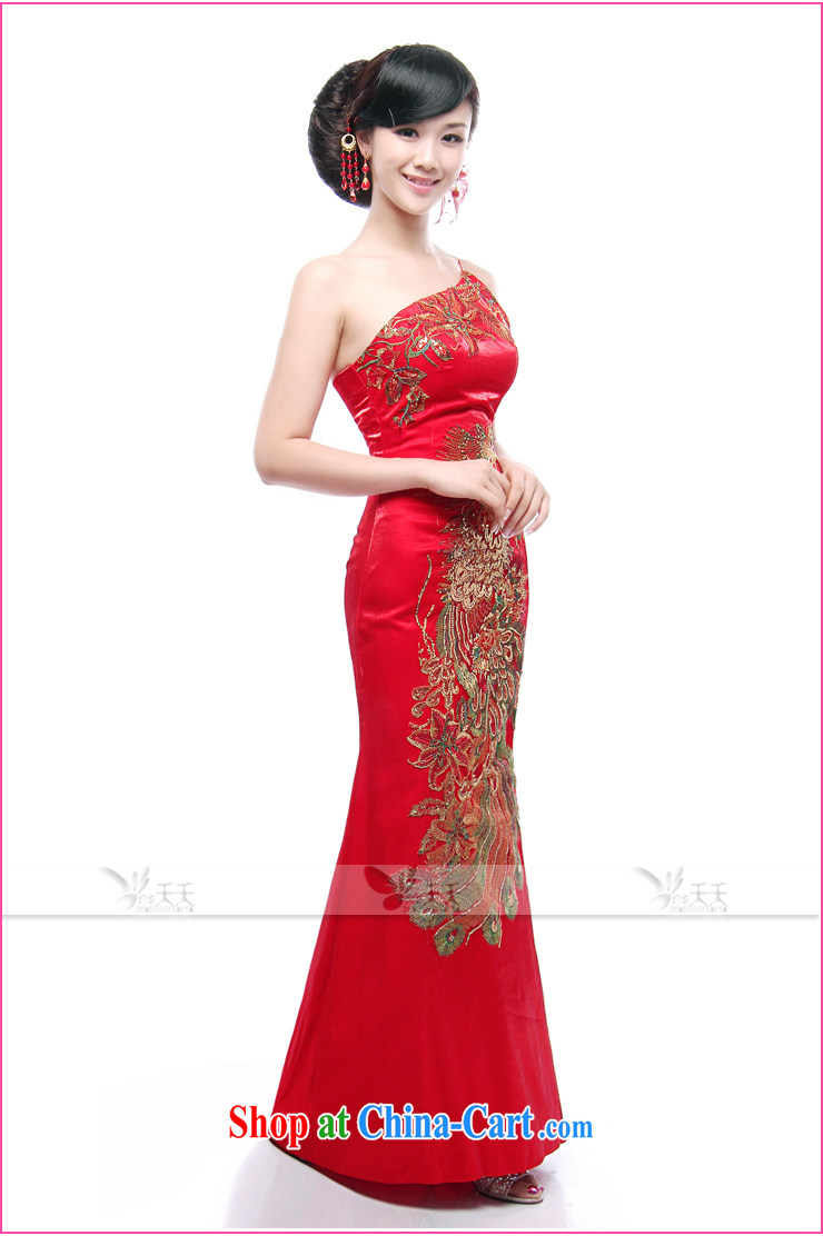 Mrs Alexa Lam go scot red Satin tail dress embroidery Phoenix Chinese improved cheongsam dress with shoulder cultivating marriages served toast 09,652 red with M, pictures, price, brand platters! Elections are good character, the national distribution, so why buy now enjoy more preferential! Health