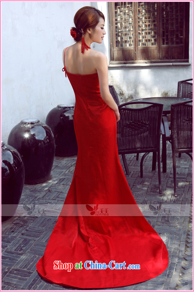 Mrs Alexa Lam go scot red Satin tail dress embroidery Phoenix Chinese improved cheongsam dress with shoulder cultivating marriages served toast 09,652 red with M, pictures, price, brand platters! Elections are good character, the national distribution, so why buy now enjoy more preferential! Health