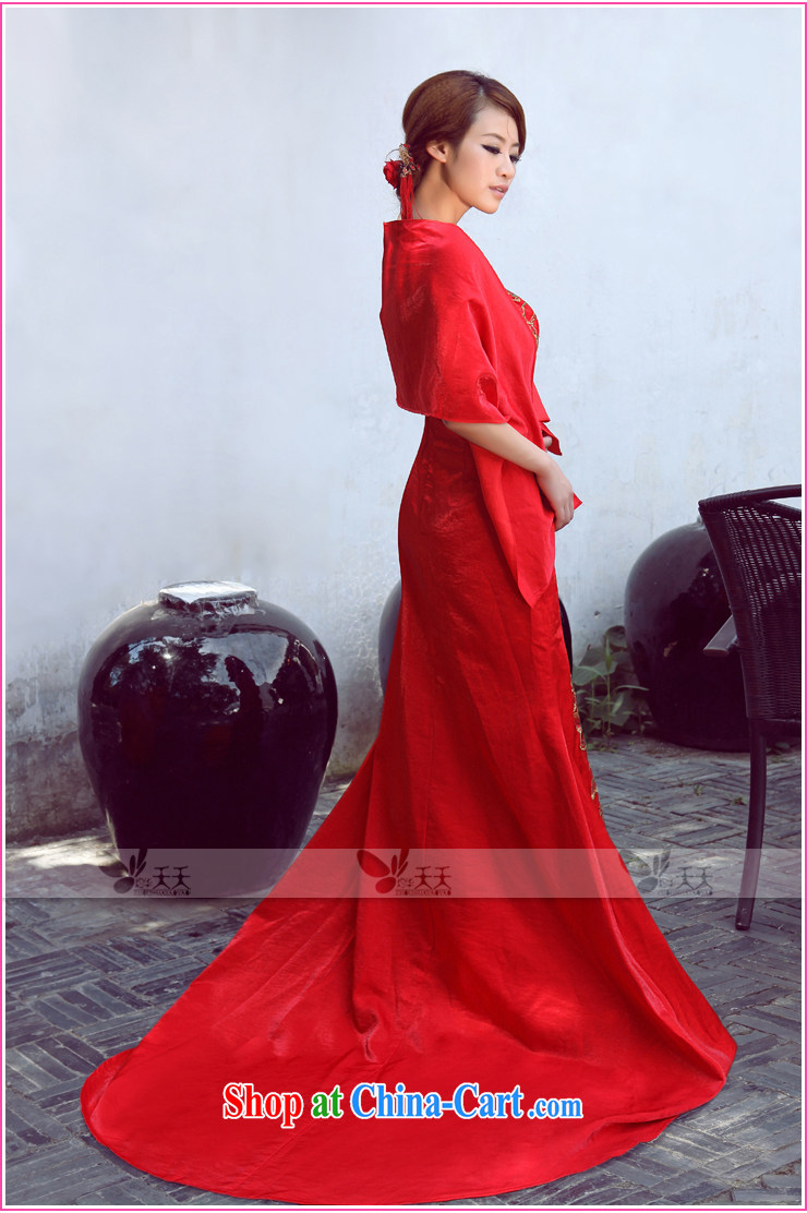 Mrs Alexa Lam go scot red Satin tail dress embroidery Phoenix Chinese improved cheongsam dress with shoulder cultivating marriages served toast 09,652 red with M, pictures, price, brand platters! Elections are good character, the national distribution, so why buy now enjoy more preferential! Health