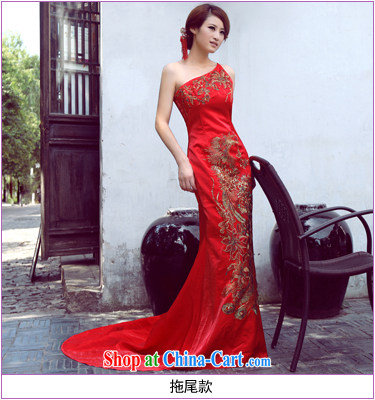 Mrs Alexa Lam go scot red Satin tail dress embroidery Phoenix Chinese improved cheongsam dress with shoulder cultivating marriages served toast 09,652 red with M, pictures, price, brand platters! Elections are good character, the national distribution, so why buy now enjoy more preferential! Health