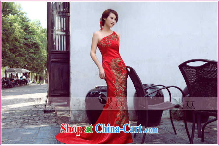 Mrs Alexa Lam go scot red Satin tail dress embroidery Phoenix Chinese improved cheongsam dress with shoulder cultivating marriages served toast 09,652 red with M, pictures, price, brand platters! Elections are good character, the national distribution, so why buy now enjoy more preferential! Health