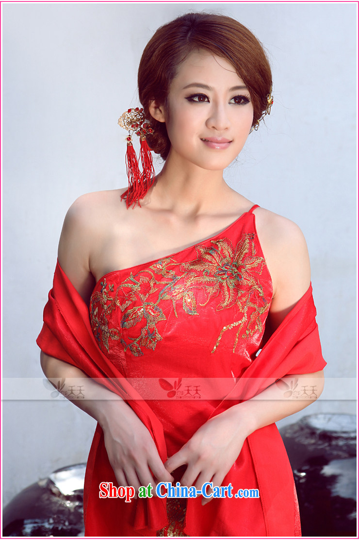 Mrs Alexa Lam go scot red Satin tail dress embroidery Phoenix Chinese improved cheongsam dress with shoulder cultivating marriages served toast 09,652 red with M, pictures, price, brand platters! Elections are good character, the national distribution, so why buy now enjoy more preferential! Health