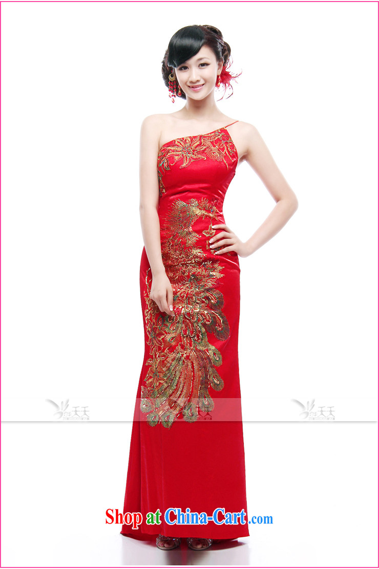 Mrs Alexa Lam go scot red Satin tail dress embroidery Phoenix Chinese improved cheongsam dress with shoulder cultivating marriages served toast 09,652 red with M, pictures, price, brand platters! Elections are good character, the national distribution, so why buy now enjoy more preferential! Health