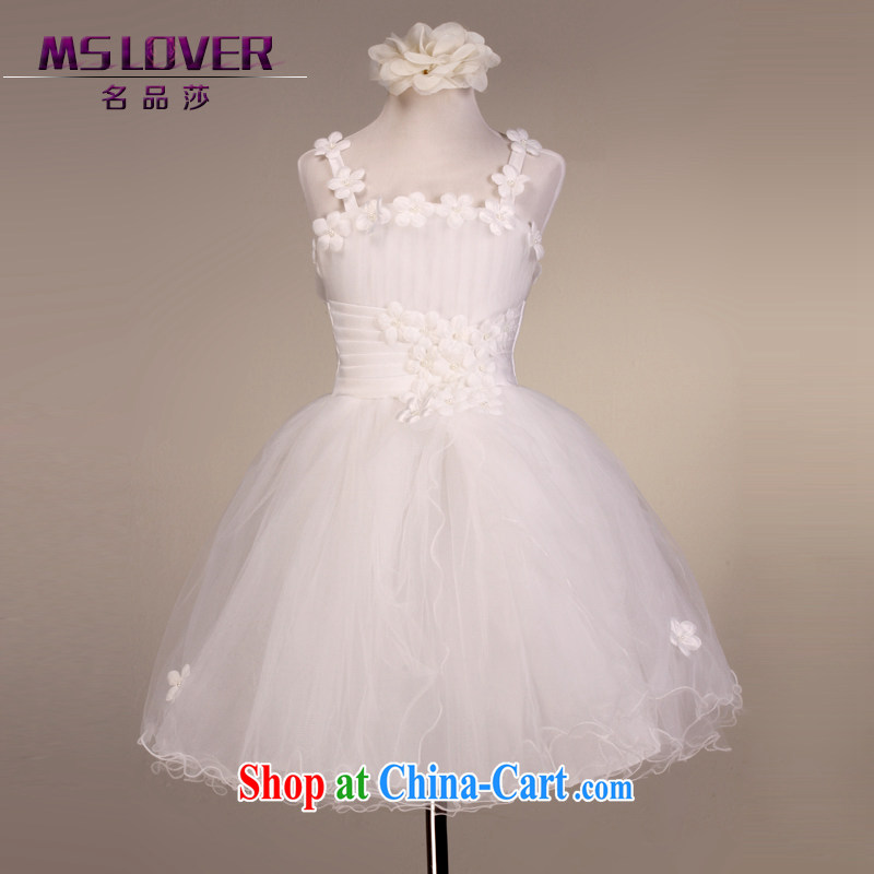 MSLover sweet flower fairies straps dress shaggy dress Princess dress Children Dance clothing birthday dress flower service 002 white 4