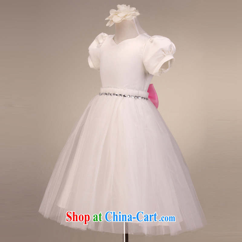 MSLover short-sleeved parquet drill shaggy skirts girls Princess dress children dance stage dress wedding dress flower girl dress 5802 white 4, name, Elizabeth (MSLOVER), online shopping