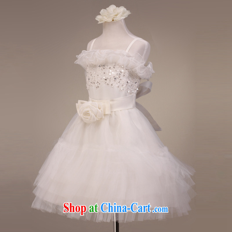 MSLover lovely straps shaggy skirt girls skirt Princess children's dance stage dress wedding dress flower girl dress 5851 white 4, name, Mona Lisa (MSLOVER), online shopping