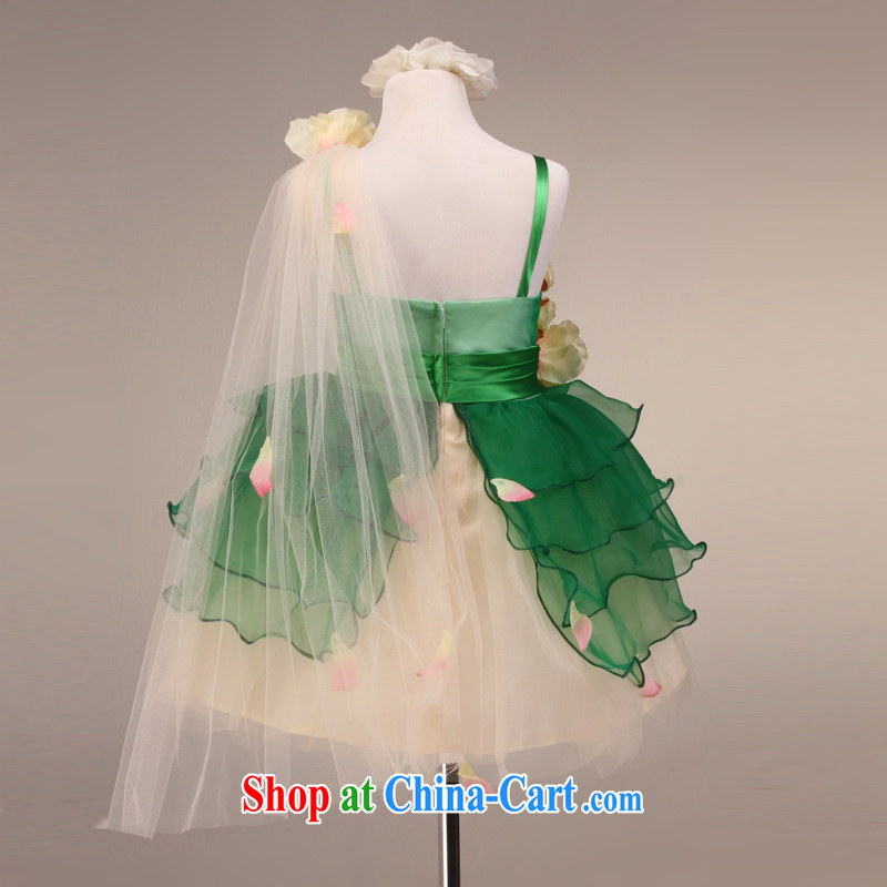 MSLover ribbons, shoulder shaggy skirts girls Princess dress children dance stage dress wedding dress flower girl dress 5877 green 12 yards (3 - 7 Day Shipping), name, Elizabeth (MSLOVER), online shopping