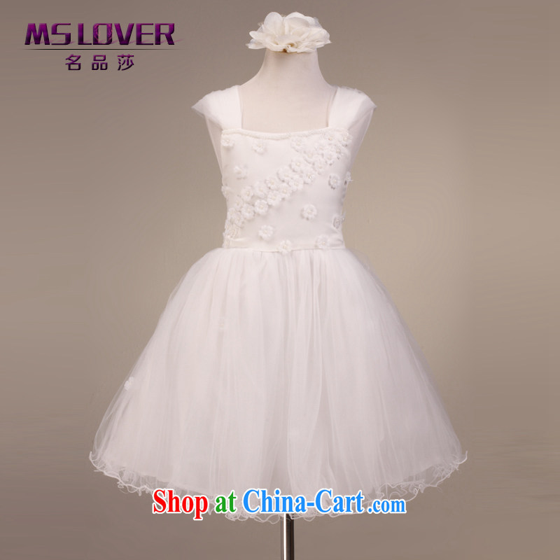 MSLover flowers hanging with shaggy skirts girls Princess dress children dance stage dress wedding dress flower girl dress 9015 white 4