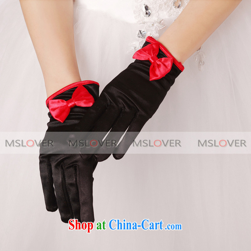 MSLover classic black and red bull bars color Bow Tie Satin 5 refers to a short, Dinner Show bridal wedding gloves wedding gloves ST 1316 black, famous Mona Lisa (MSLOVER), shopping on the Internet