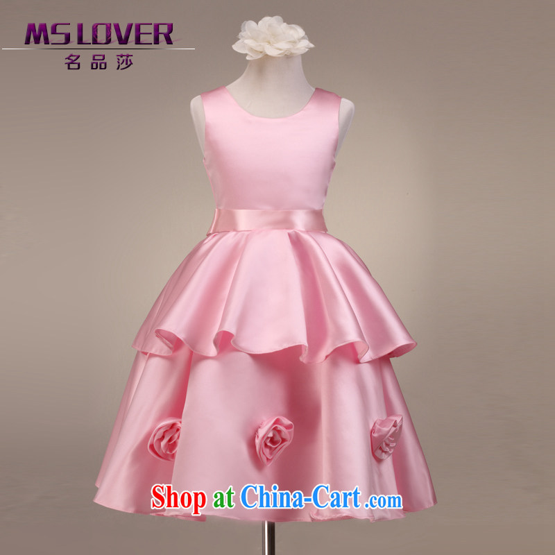 MSLover aura sleeveless cake skirt children's dance stage dress child wedding dress flower girl dress FD 130,605 pink 4