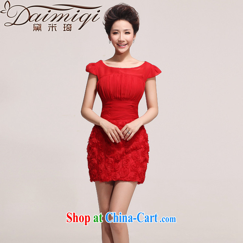 Diane M Qi 2014 new small dress red sexy beauty dress toast Stage service photo building photography red L