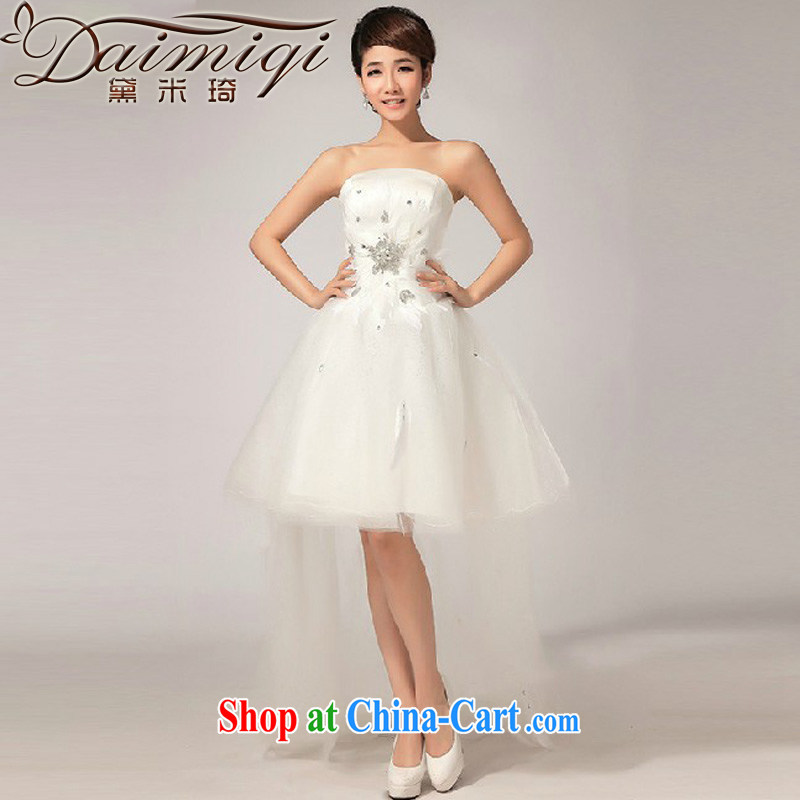 Diane M Qi 2014 spring new erase chest, short skirt is panelled drill bridesmaid dresses small lawn in front skirt short long white XXL