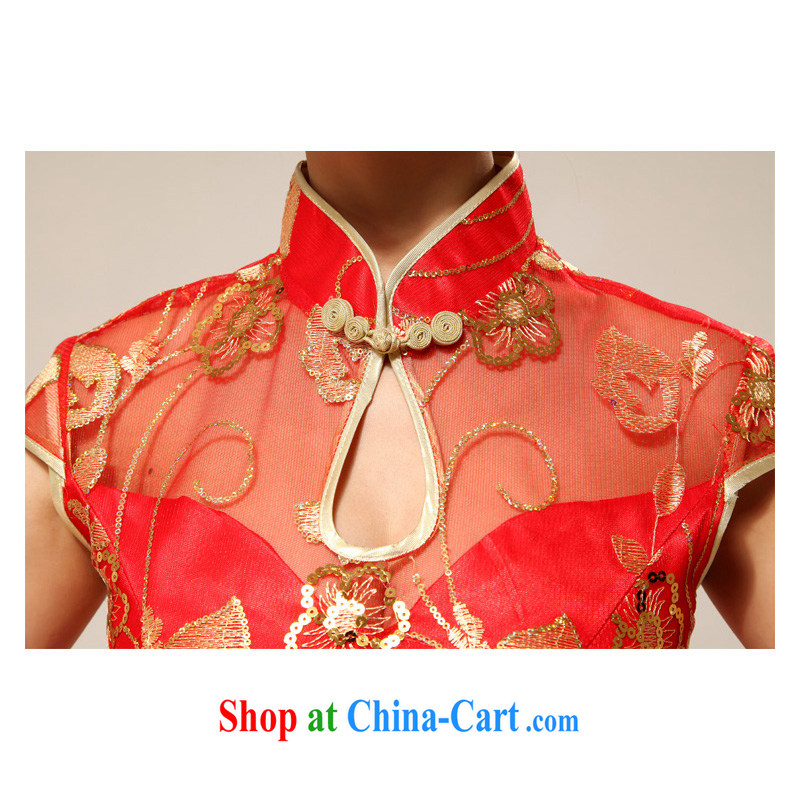 Moon 珪 guijin cheongsam marriages retro lace improved, long, Red transparent lace sexy outfit 68 big red XXXL from Suzhou shipping, 珪 Keun (guijin), online shopping