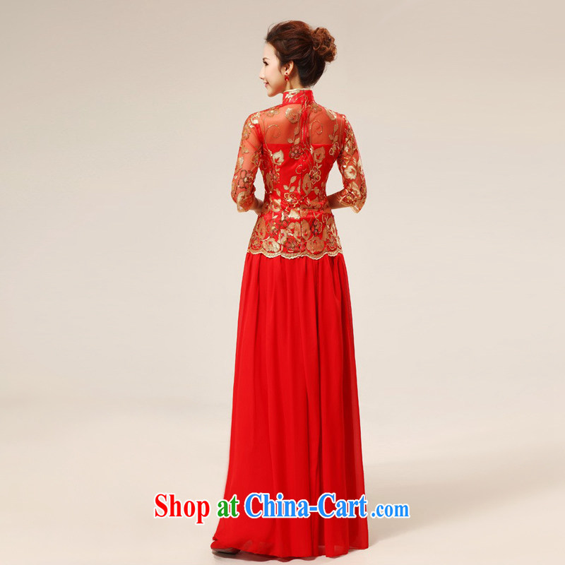 Moon 珪 guijin upper and lower two-piece classic cheongsam Red temptation sexy transparent toast. Q 75 big red XXL code from Suzhou shipping, 珪-keun (guijin), online shopping