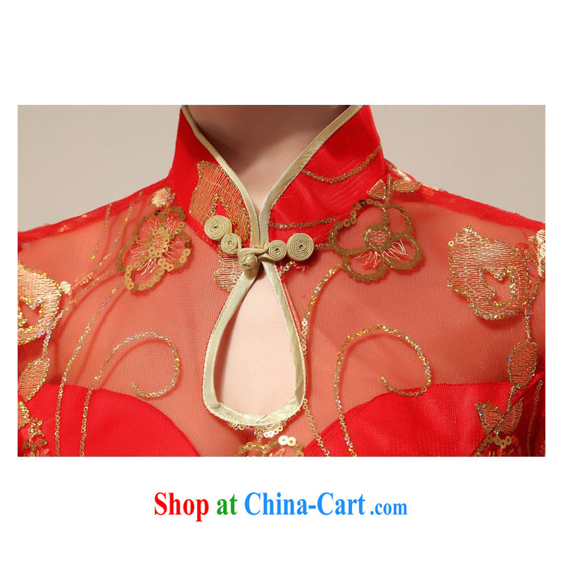 Moon 珪 guijin upper and lower two-piece classic cheongsam Red temptation sexy transparent toast. Q 75 big red XXL code from Suzhou shipping, 珪-keun (guijin), online shopping