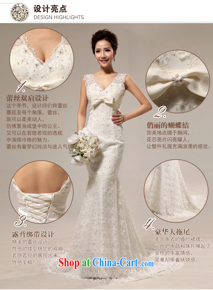 Diane M Qi 2014 New royal old fashioned sense V Deluxe lace Sau San crowsfoot tail bridal wedding cream M pictures, price, brand platters! Elections are good character, the national distribution, so why buy now enjoy more preferential! Health