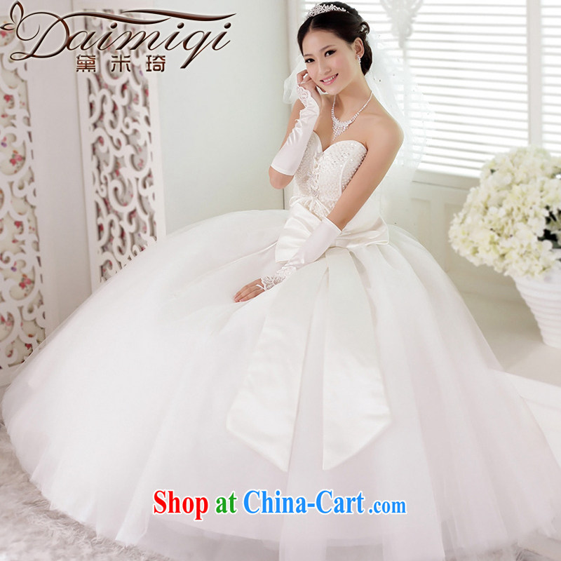 Diane M Qi 2014 new Korean sweet butterfly knot diamond wipe his chest to tie, bridal wedding dresses white L waist 2 feet 1