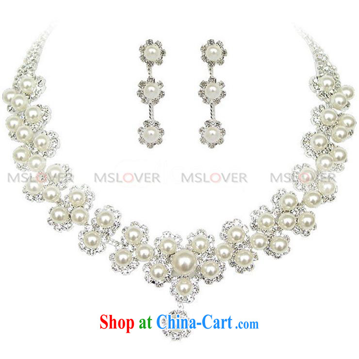 MSLover super star jewelry set elegant Pearl bridal Crown Kit link marriage jewelry wedding accessories kit S 130,803 Pearl White Crown necklace chain earrings kit (ear-clips, pictures, price, brand platters! Elections are good character, the national distribution, so why buy now enjoy more preferential! Health