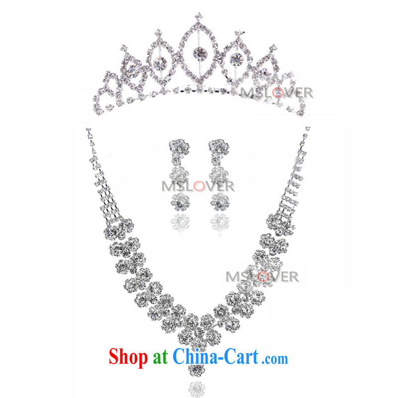 MSLover super stars flashing crystal bridal Crown Kit link marriage jewelry wedding accessories kit S 130,804 silver crown necklace earrings 3 piece _clips_