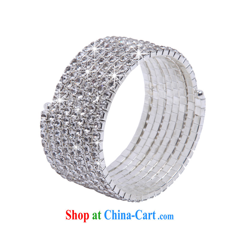 MSlover stylish spiral multi-layer full drill flexible charm bridal bracelets bracelets wrist jewelry bridal jewelry B 130,802 silver 8 row