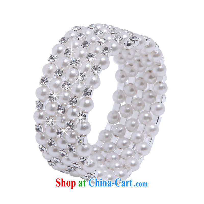 MSlover stylish spiral multi-tier Pearl elastic charm bridal bracelets bracelets wrist jewelry bridal jewelry B 130,803 silver 5 row