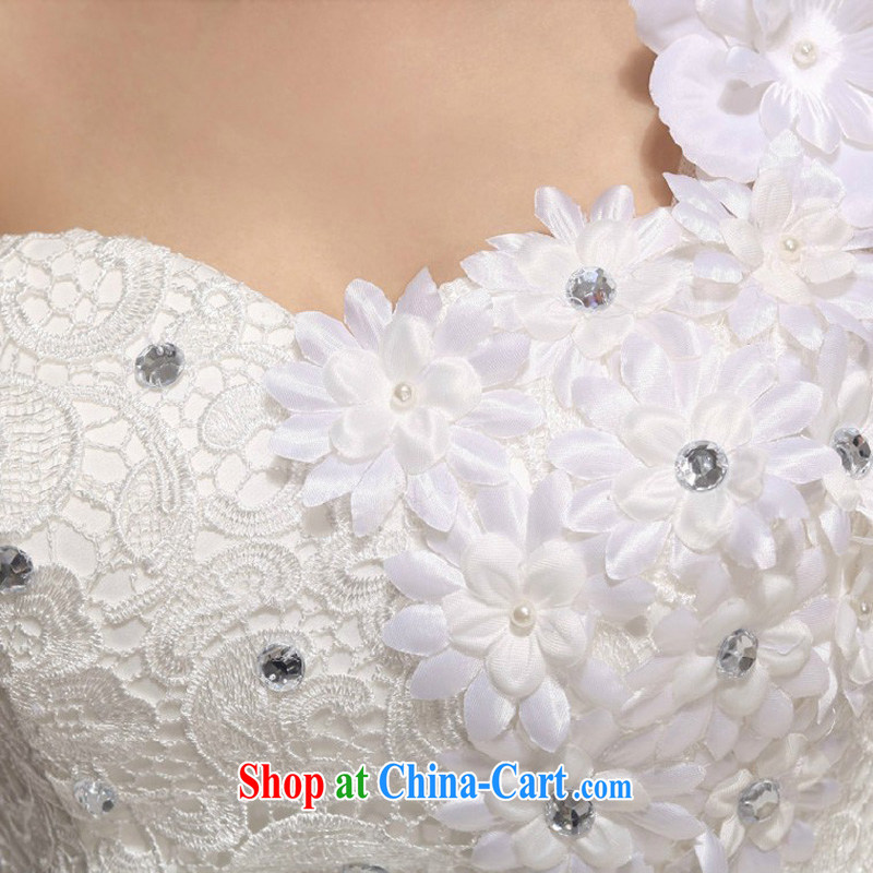 Diane M Qi 2014 new Korean Princess bride single shoulder flowers water drilling with wedding dresses larger pregnant custom white XXL, Diane M Ki, shopping on the Internet