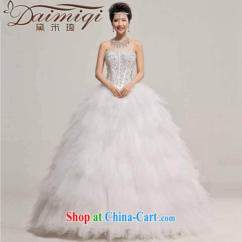 Diane M Qi 2014 new wedding stylish retro shaggy dress Deluxe the shallow V collar wedding white XXL