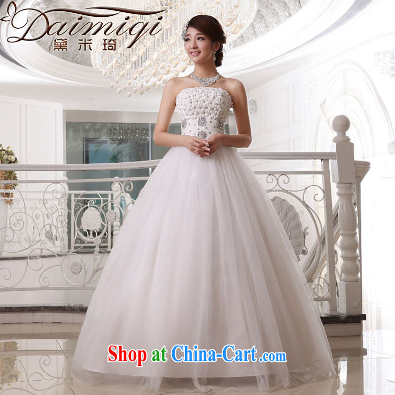 wedding dresses 2014 new parquet drill three-dimensional flowers wiped his chest to kill marriage yarn tie-cultivating graphics thin adjustable white wedding white XXL