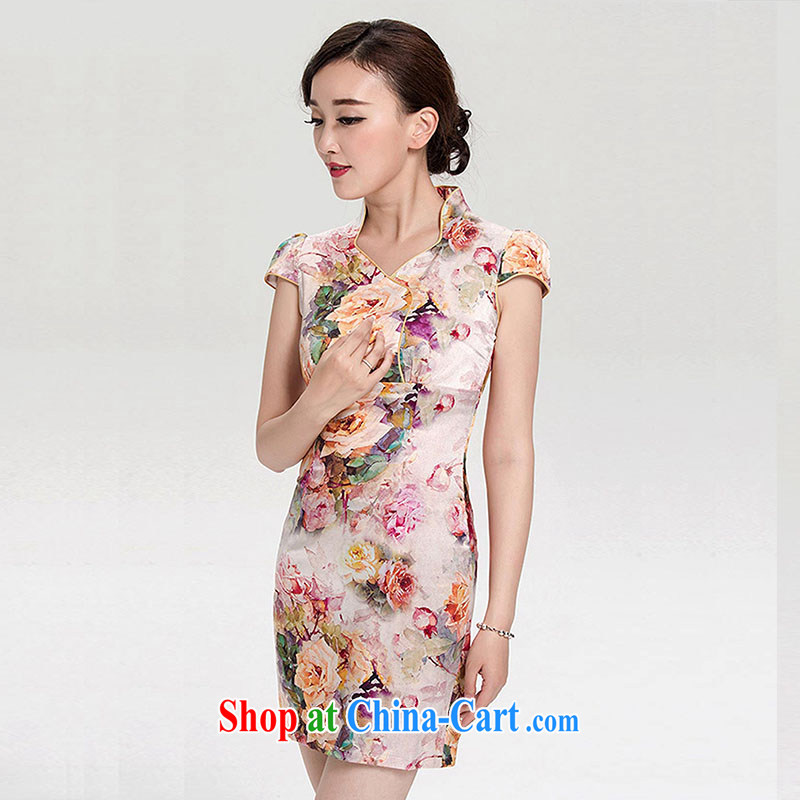 The proverbial hero once and for all -- Summer Breeze 2015 summer new female Chinese wind soft beauty-yi skirt silk stamp improved cheongsam dress suit 2 XL, fatally jealous once and for all, and, on-line shopping