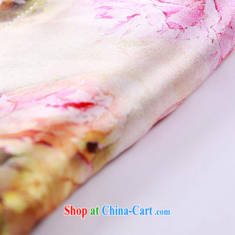 The proverbial hero once and for all -- Summer Breeze 2015 summer new female Chinese wind soft beauty-yi skirt silk stamp improved cheongsam dress suit 2 XL, fatally jealous once and for all, and, on-line shopping