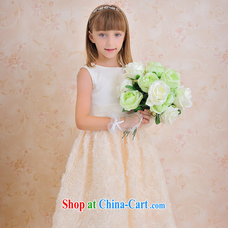 Moon 珪 guijin, click children's wear dress Children's concert dance serving serving champagne color flowers skirt with T 63 white + champagne color 10, scheduled 3 Days from Suzhou shipping, shopping on the Internet