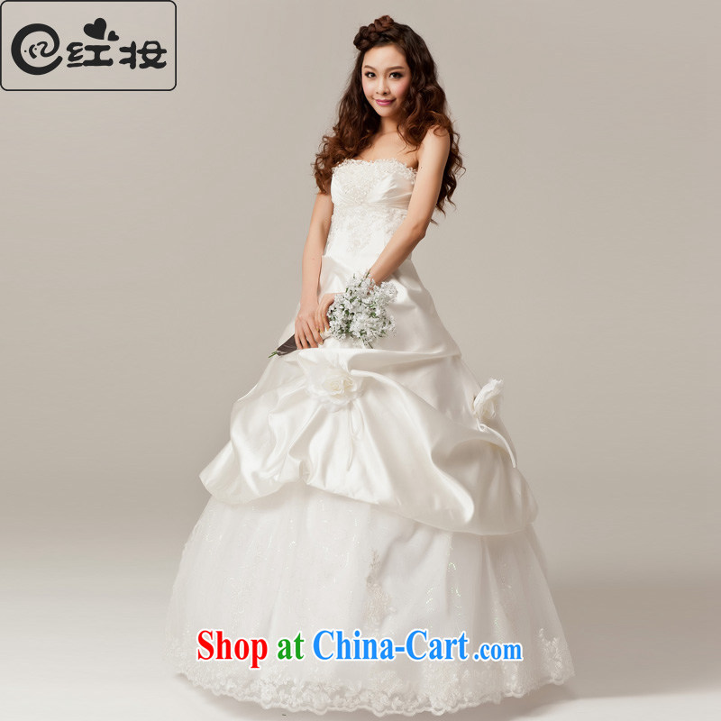Recall that the red makeup spring and summer wedding dresses new Korean sweet Princess Mary Magdalene chest water drilling wedding bridal with straps H 12,031 white L