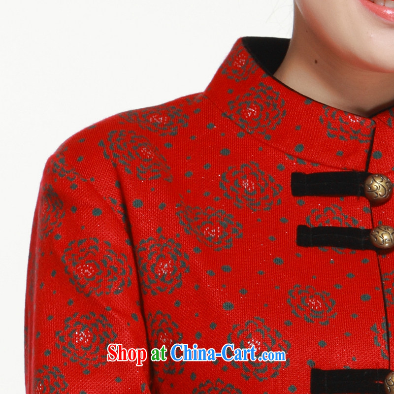 2013 Spring and Autumn and stylish Peony decorative coin Chinese gross Ms.? jacket T-shirt slim Li know QW 320 red XXXL, slim Li (Q . LIZHI), online shopping