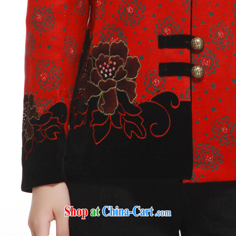 2013 Spring and Autumn and stylish Peony decorative coin Chinese gross Ms.? jacket T-shirt slim Li know QW 320 red XXXL, slim Li (Q . LIZHI), online shopping