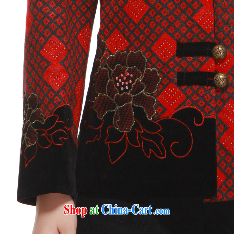 2014 new diamond pattern with short T-shirt, improved fashion that jacket slim li know QW 322 wine red XXXL, slim Li (Q . LIZHI), online shopping